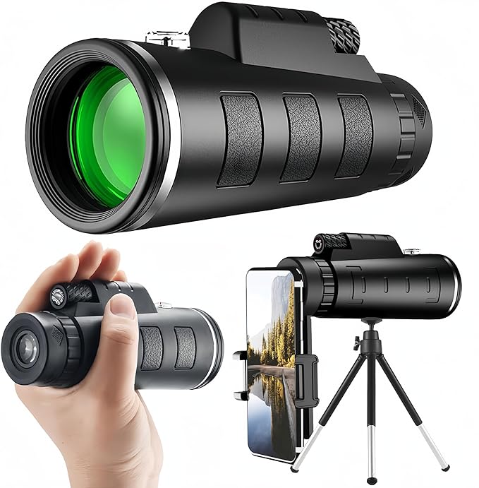 40x60 High Definition Monocular, High Power BAK-4 Prism and FMC Lens Monocular for Smartphone, Suitable for Bird Watching/Wildlife/Hunting/Hiking.
