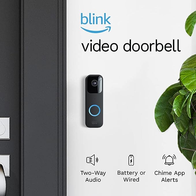 Blink Video Doorbell Two-way audio, HD video, motion and chime app alerts and Alexa enabled — wired or wire-free